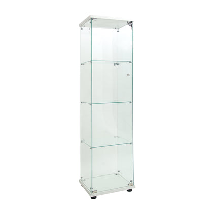 64" White Glass Display Cabinet - 4 Shelves