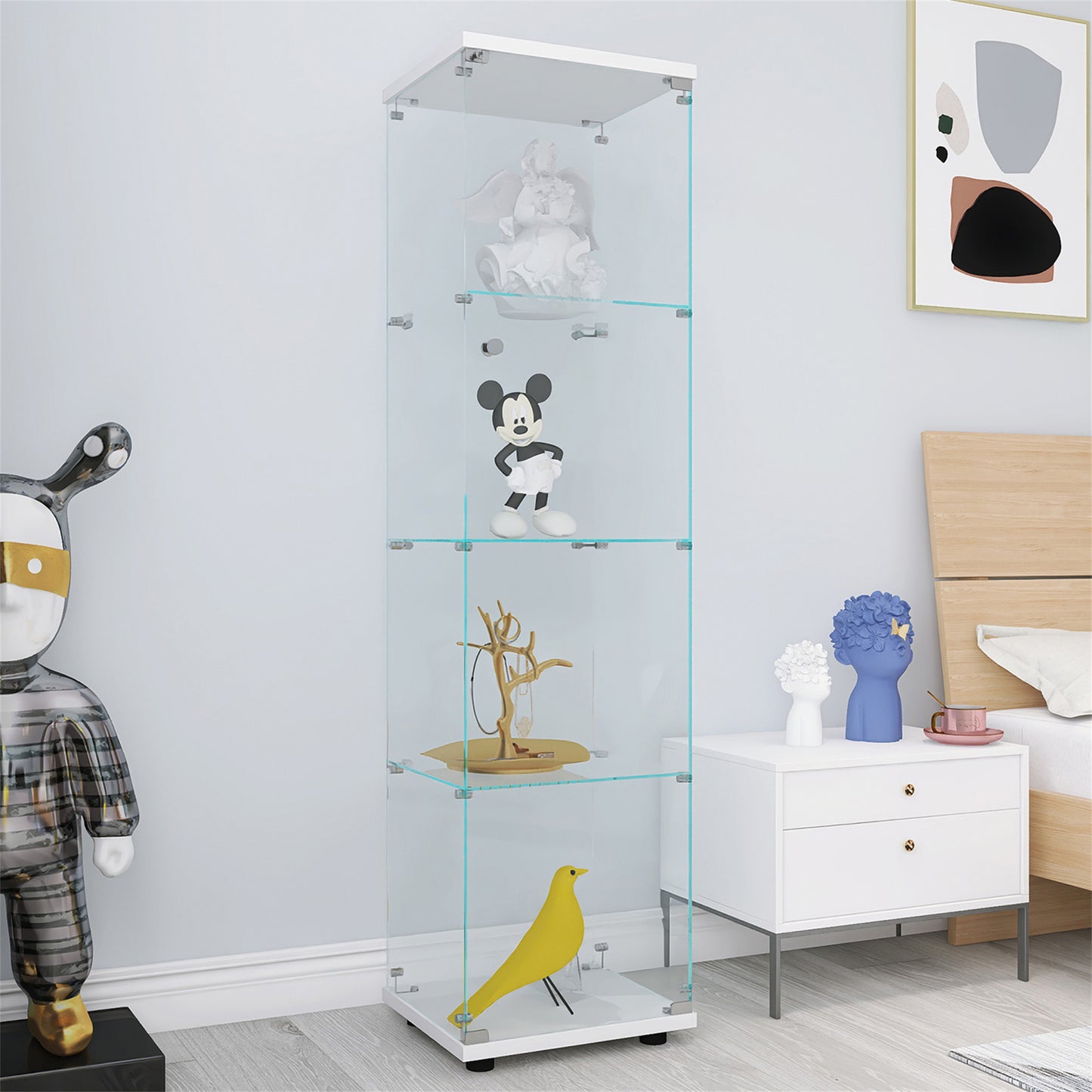 White Glass Cabinet - 4 Shelf Display Case