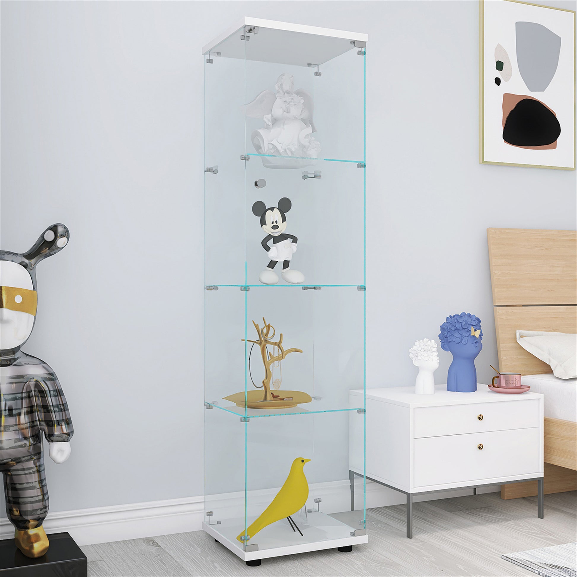 White Glass Cabinet - 4 Shelf Display Case