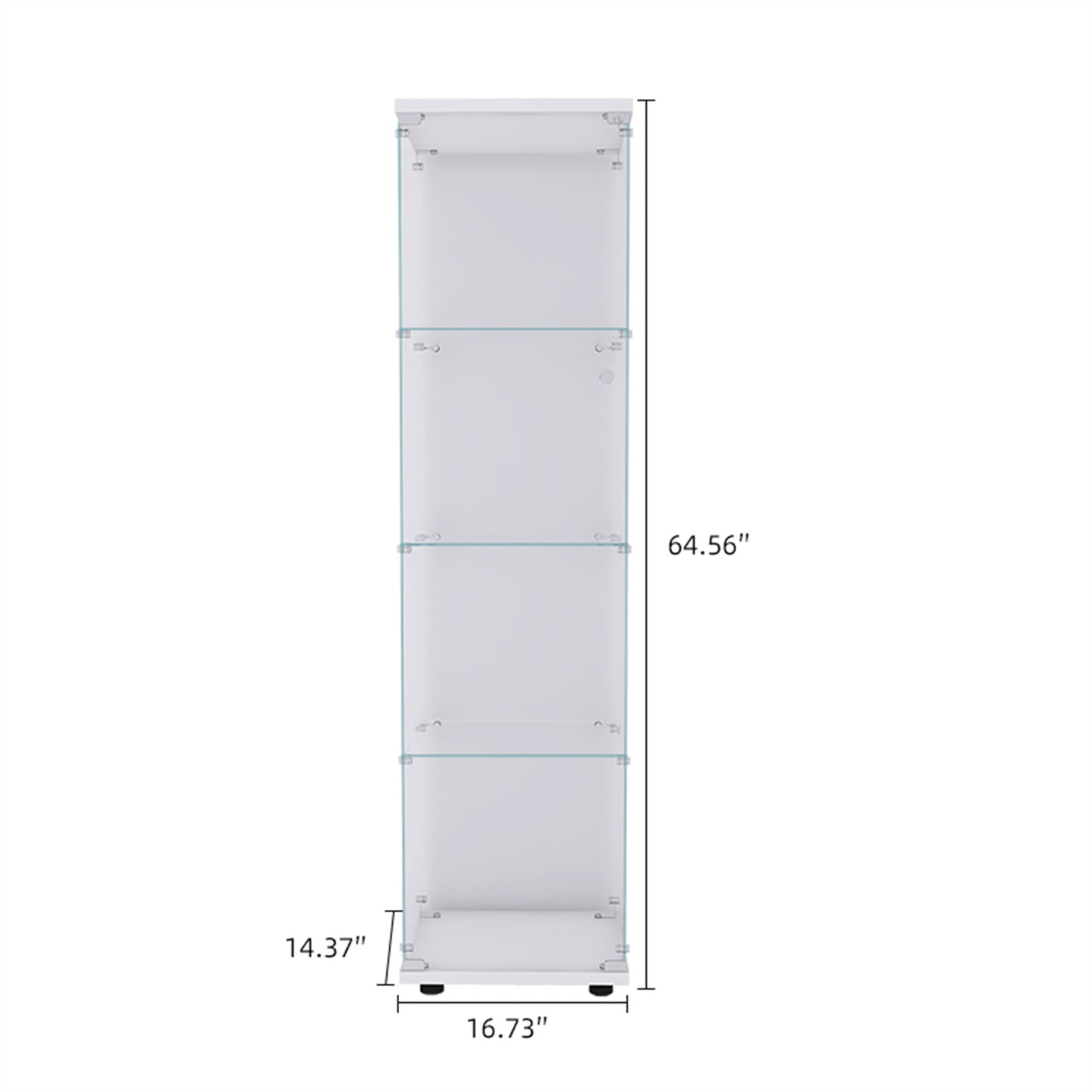 White Glass Cabinet - 4 Shelf Display Case