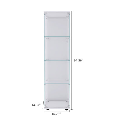 White Glass Cabinet - 4 Shelf Display Case