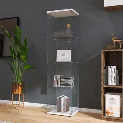 White Glass Cabinet - 4 Shelf Display Case