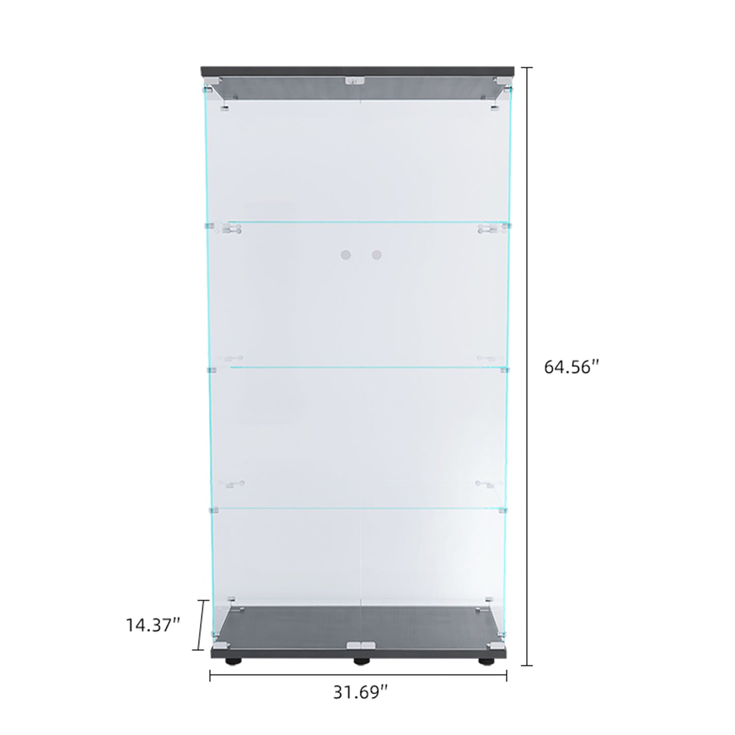Black Glass Display Cabinet - 4 Shelves, Lights Included