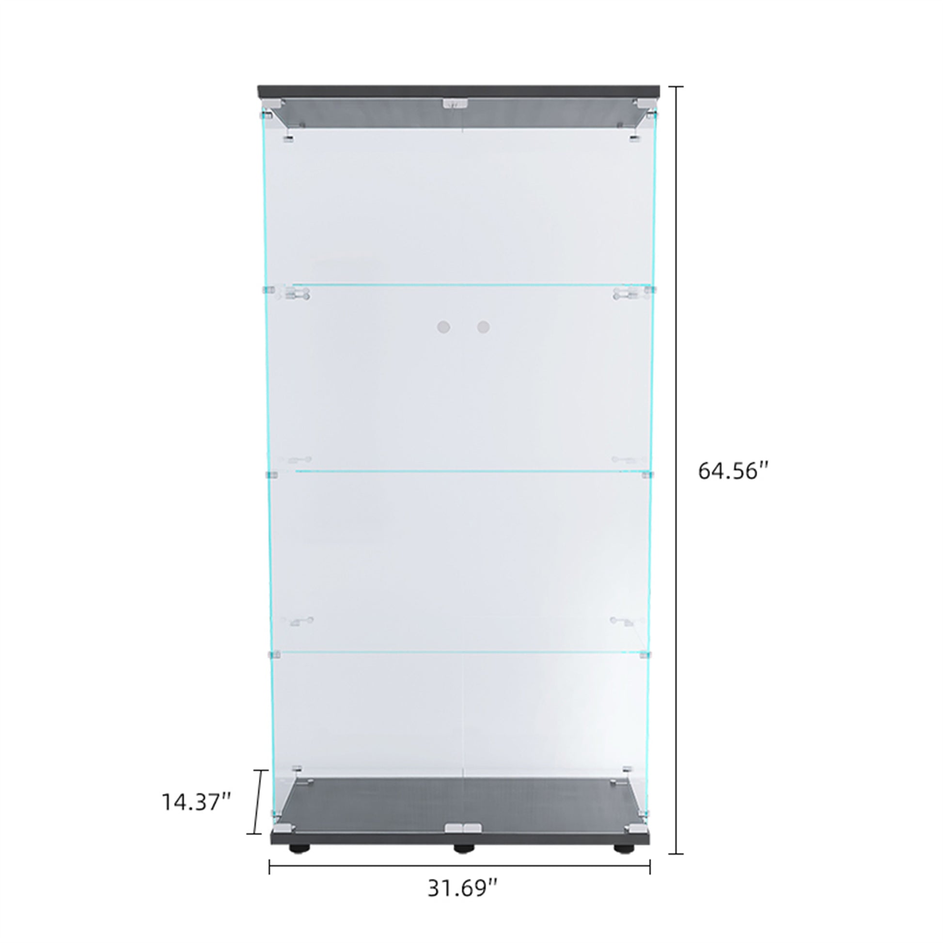 Black Glass Display Cabinet - 4 Shelves, Lights Included