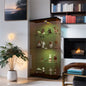Lighted Two Door Glass Cabinet Glass Display Cabinet with 4 Shelves, Brown