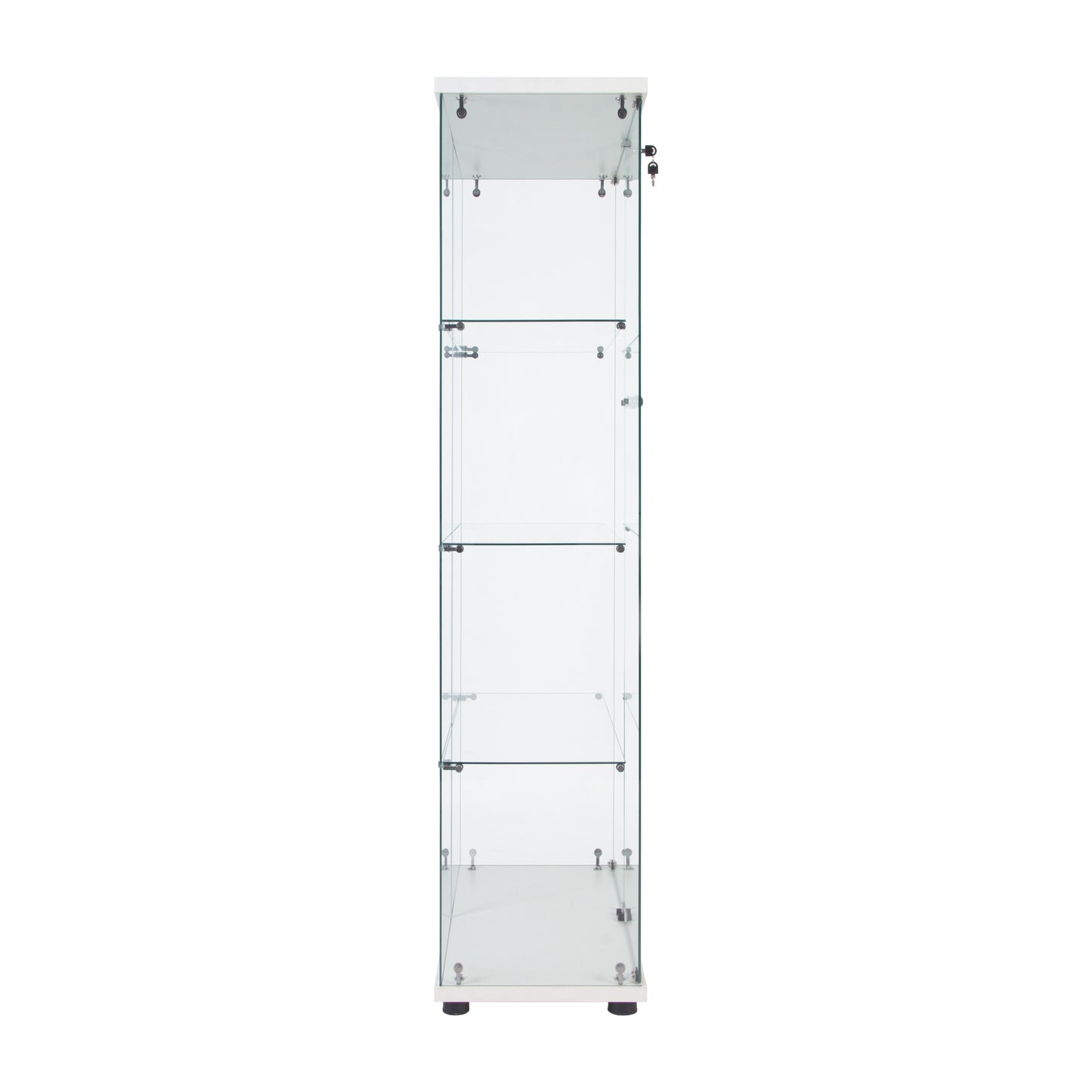 Tall White Glass Display Cabinet 4 Shelves
