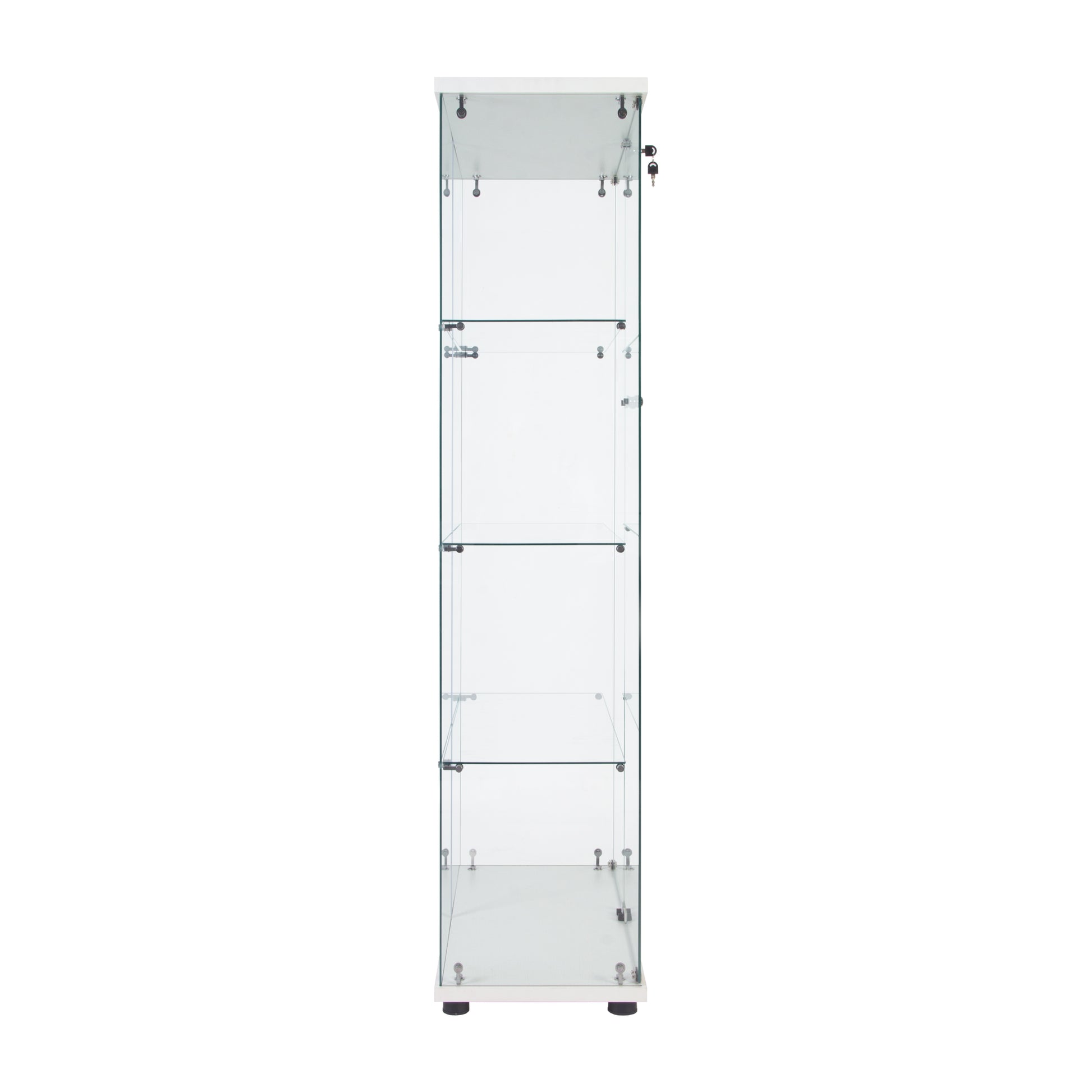 Tall White Glass Display Cabinet 4 Shelves