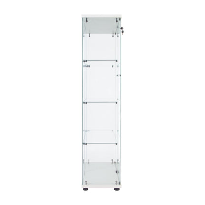 Tall White Glass Display Cabinet 4 Shelves