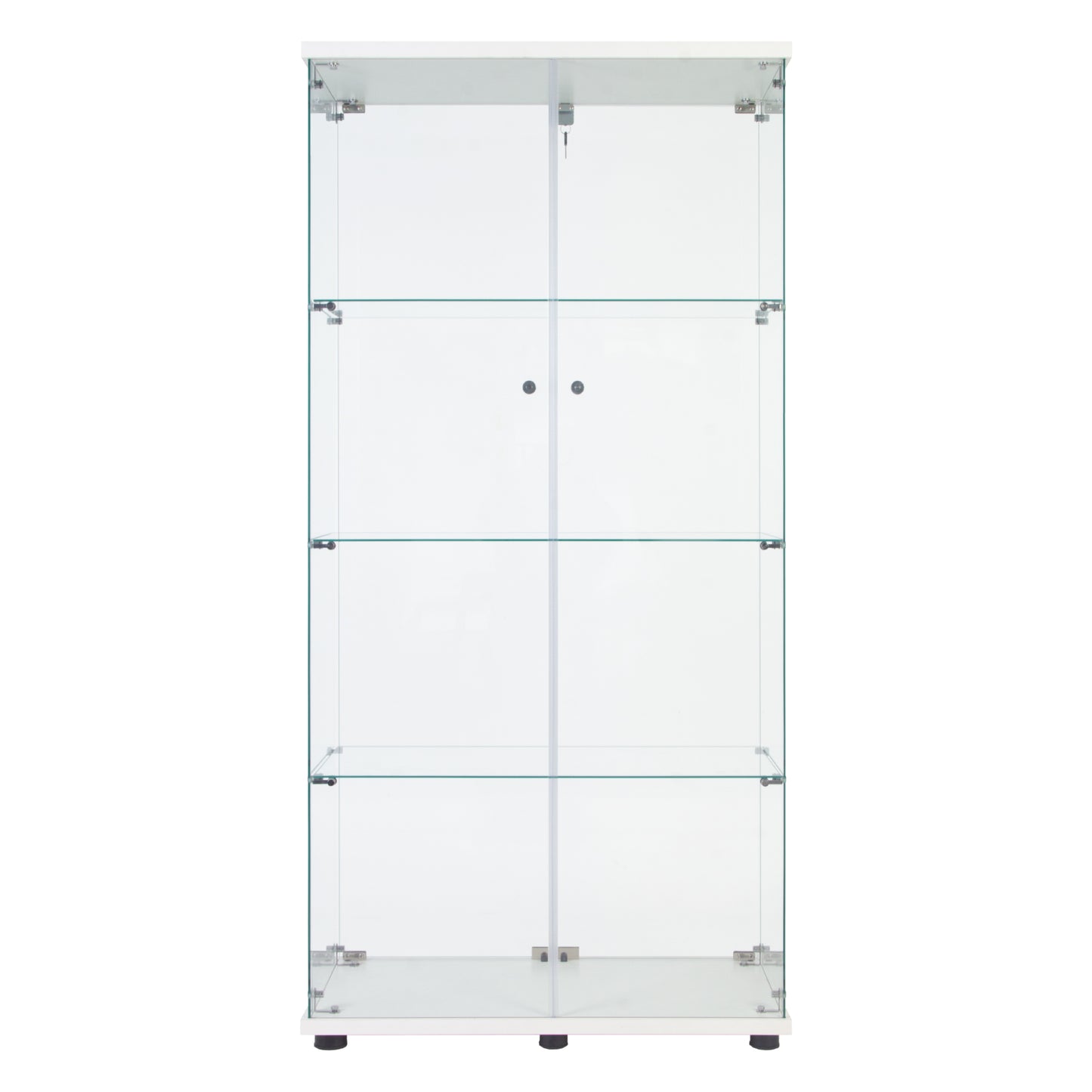 4-Shelf Glass Display Cabinet - White, 64.56" Tall