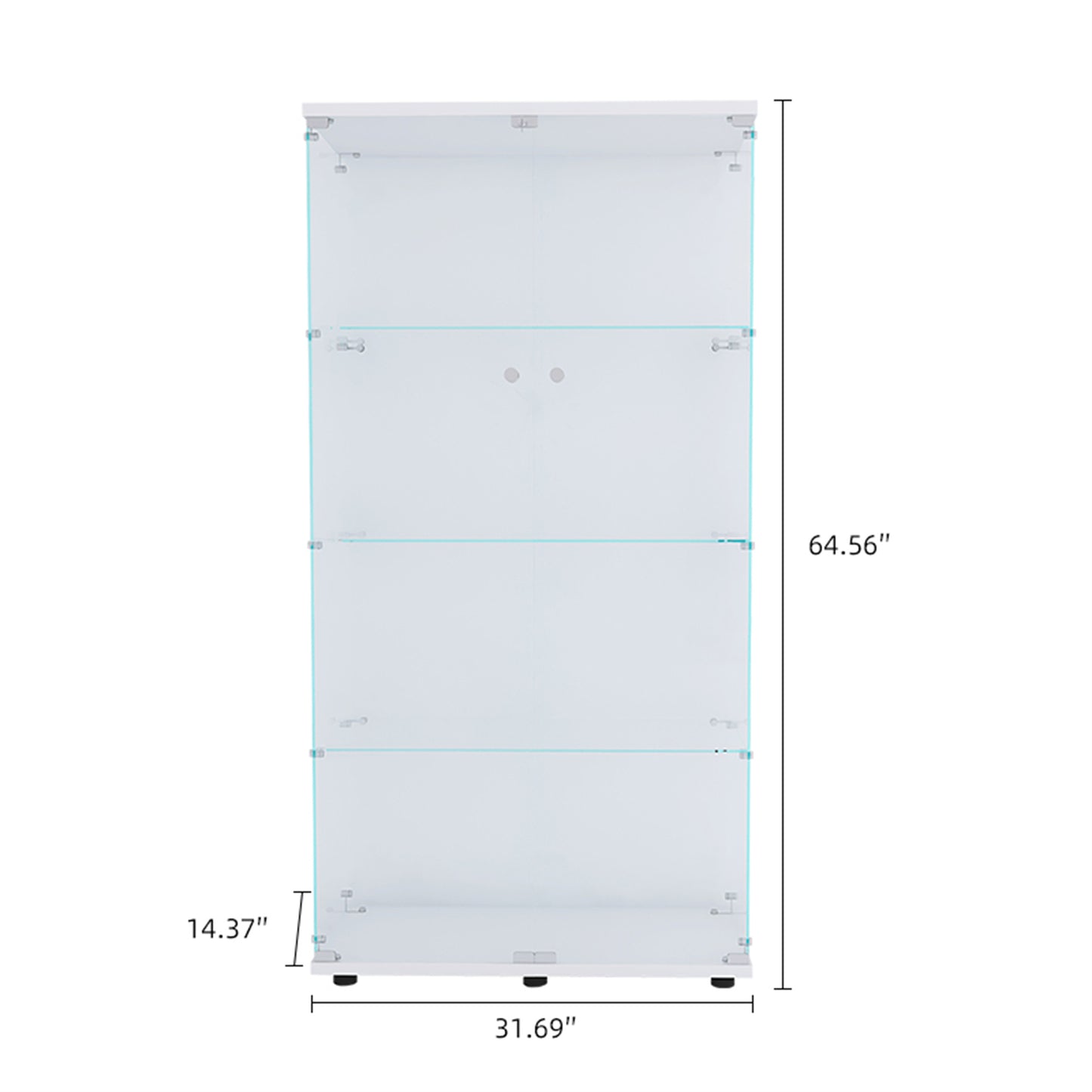 4-Shelf Glass Display Cabinet - White, 64.56" Tall