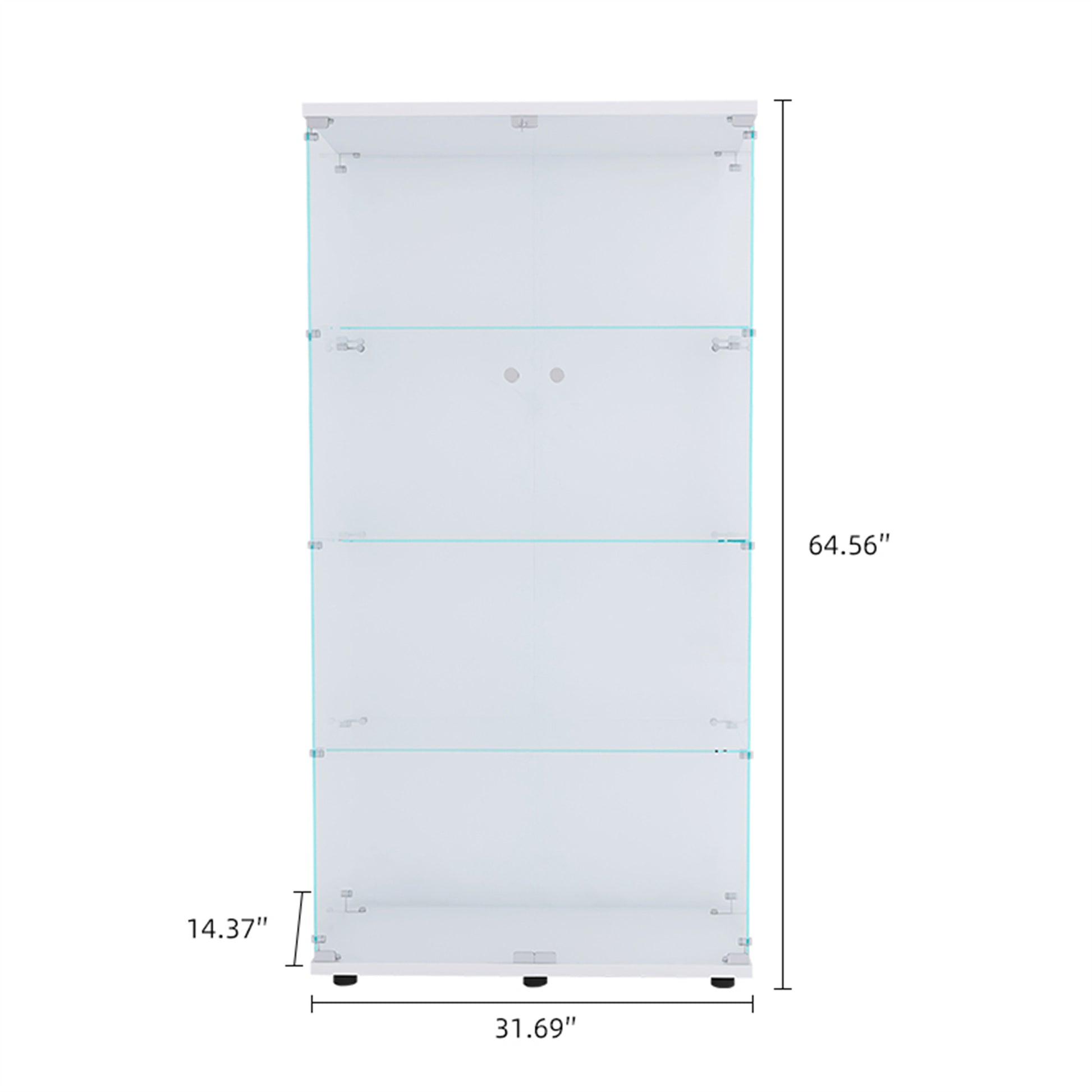 4-Shelf Glass Display Cabinet - White, 64.56" Tall