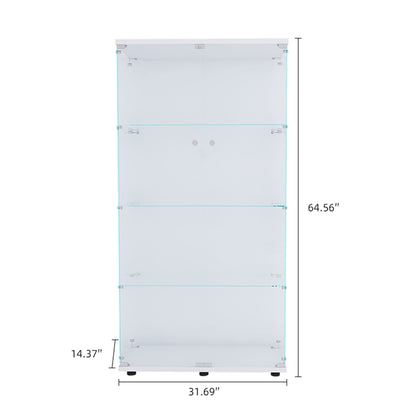 4-Shelf Glass Display Cabinet - White, 64.56" Tall