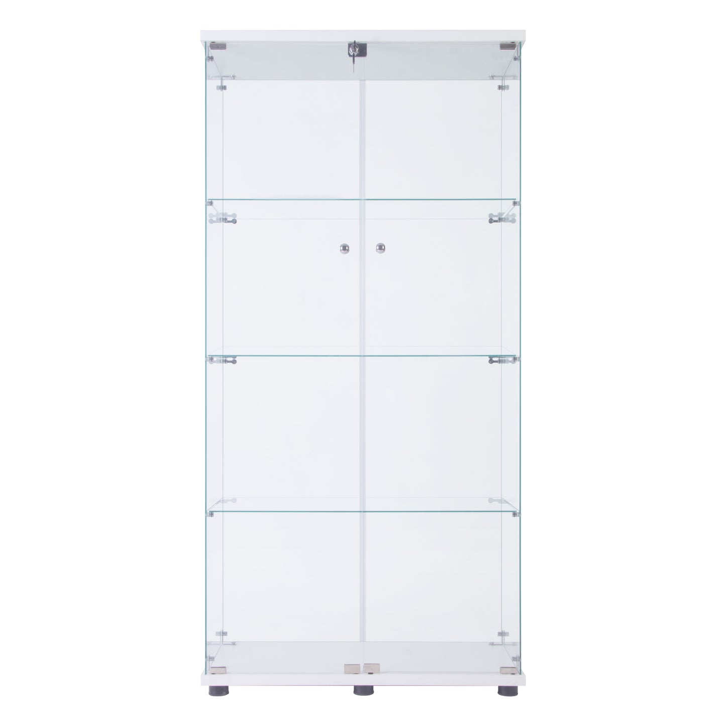 4-Shelf Glass Display Cabinet - White, 64.56" Tall