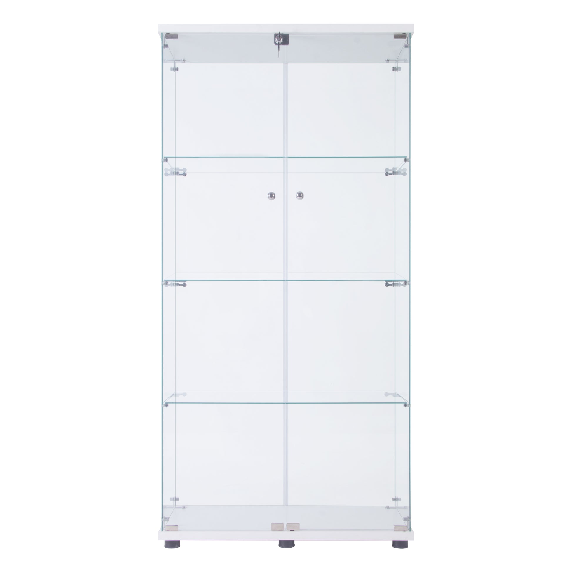 4-Shelf Glass Display Cabinet - White, 64.56" Tall