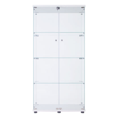 4-Shelf Glass Display Cabinet - White, 64.56" Tall