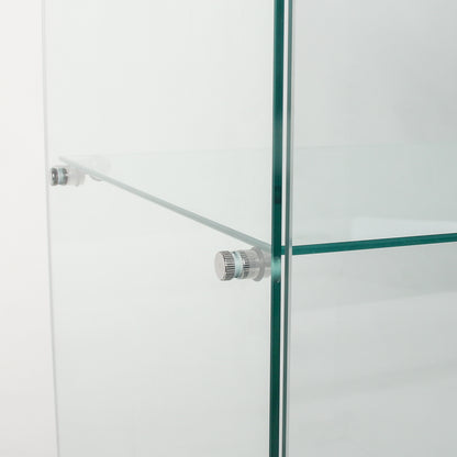 5-Shelf Glass Display Cabinet - White - 74.3" Tall for Living Room