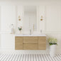 48" Floating Bathroom Vanity with Sink, Wall-Mounted Storage Cabinet with Solid Surface Top Basin and Soft Close Drawers Fully Assembled, Natural Oak 24V11-48NO-W1920P385490