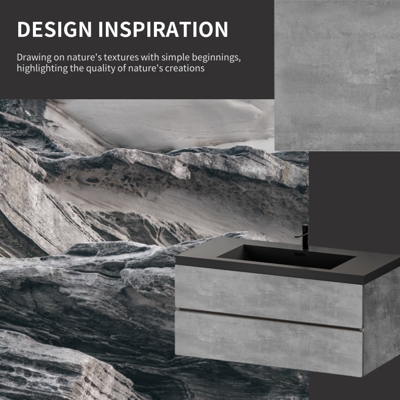 47" Grey Wood Wall Mounted Bathroom Vanity with Sink Storage