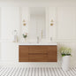 48" Floating Bathroom Vanity with Sink, Wall-Mounted Storage Cabinet with Solid Surface Top Basin and Soft Close Drawers Fully Assembled, Honey Gold Walnut 24V11-48WN-W1920P414538