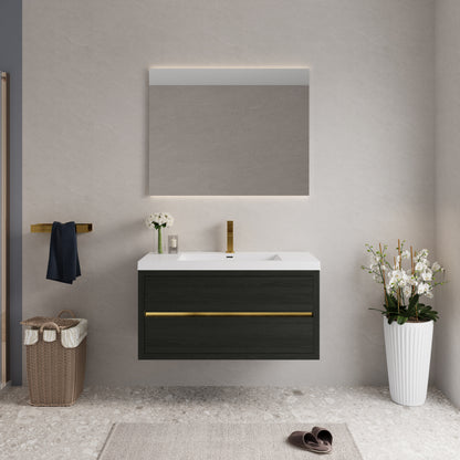 42" Wall-Mounted Bathroom Vanity with Sink, Floating Bathroom Storage Cabinet with Stone Resin Countertop and Soft Close Drawers Fully Assembled, Espresso Wood 24V15-42EW-W1920P414544
