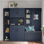 Multifunctional left-right combination hall cabinet (can be used separately) with storage and 4 hooks, storage cabinet/ hall tree 2 in 1 for living room, kitchen and hallway,  Antique Blue