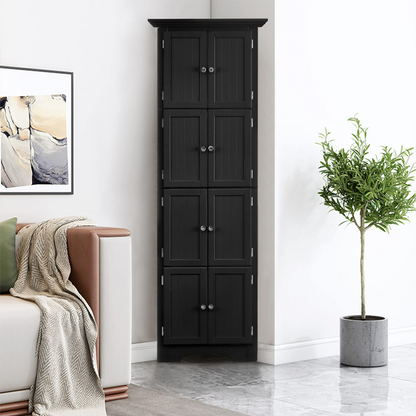Black MDF Tall Storage Cabinet - 72 Inch Wide
