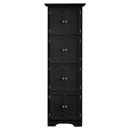 Black MDF Tall Storage Cabinet - 72 Inch Wide