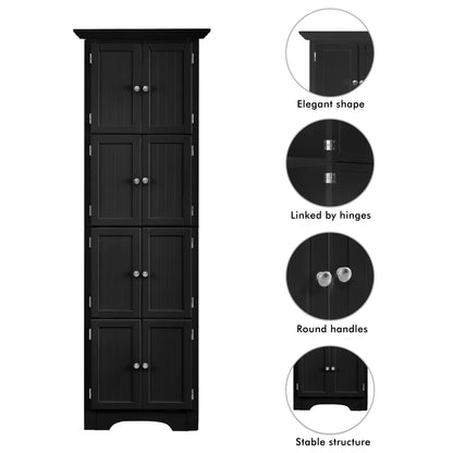 Black MDF Tall Storage Cabinet - 72 Inch Wide