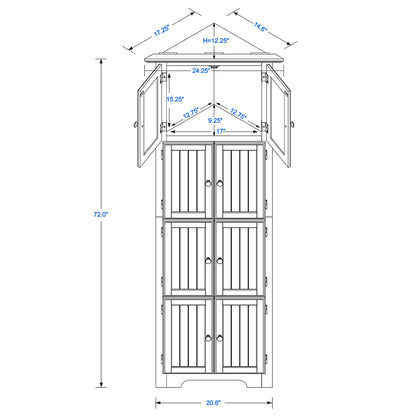 Black MDF Tall Storage Cabinet - 72 Inch Wide
