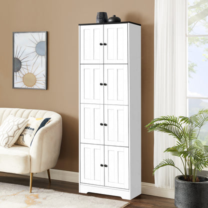 White MDF Corner Cabinet with 4 Compartments for Living Room Storage