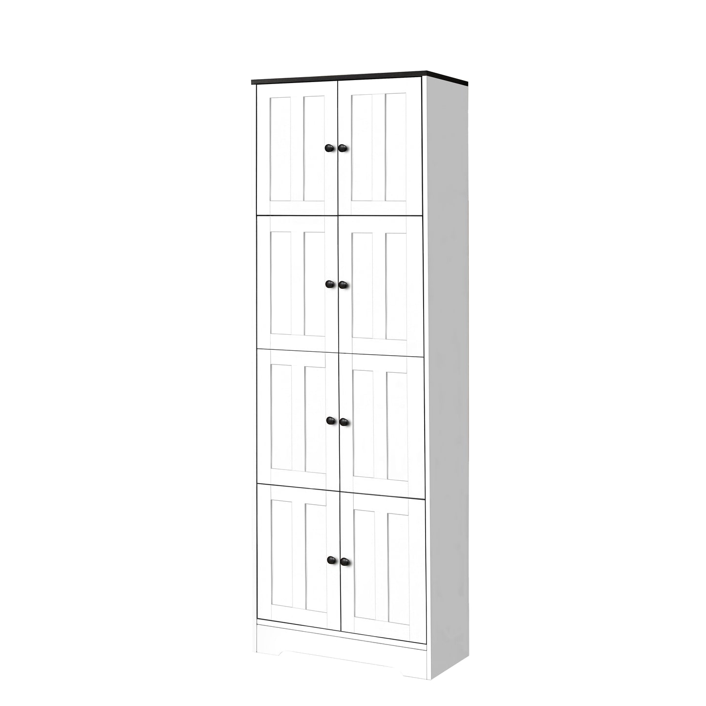 White MDF Corner Cabinet with 4 Compartments for Living Room Storage