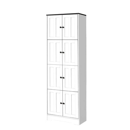 White MDF Corner Cabinet with 4 Compartments for Living Room Storage
