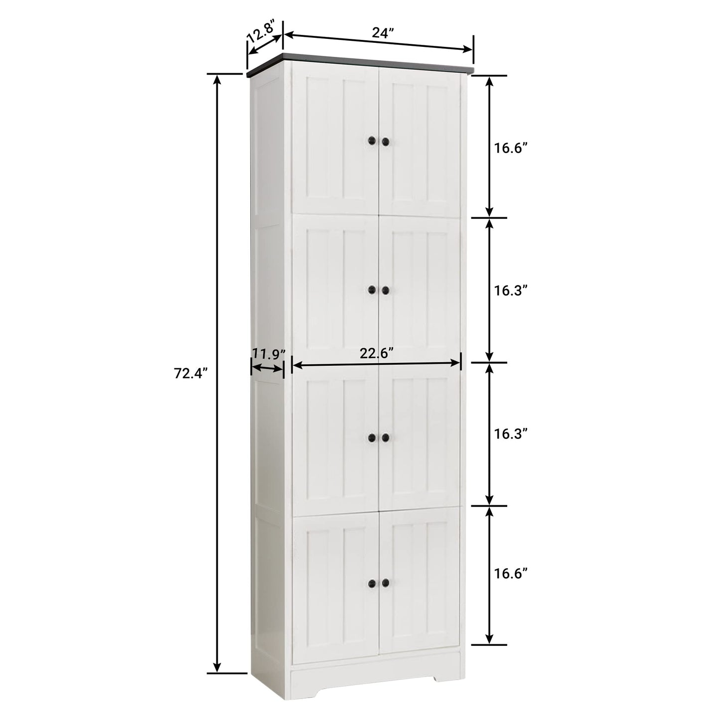 White MDF Corner Cabinet with 4 Compartments for Living Room Storage