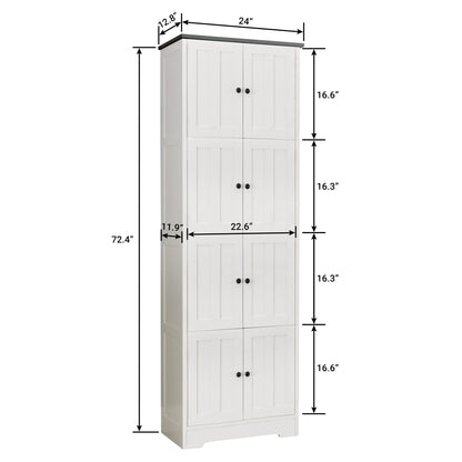 White MDF Corner Cabinet with 4 Compartments for Living Room Storage