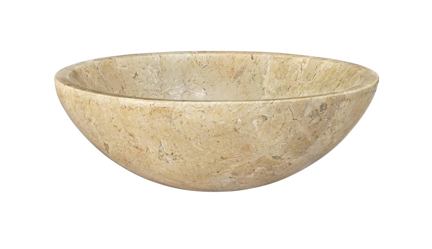 Beige & Gold Marble Bathroom Vessel Sink - ⌀15.7 x 5.9"