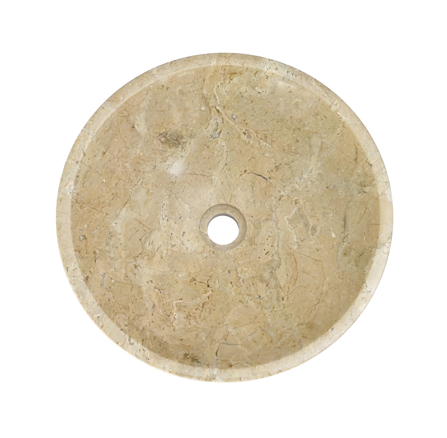 Beige & Gold Marble Bathroom Vessel Sink - ⌀15.7 x 5.9"