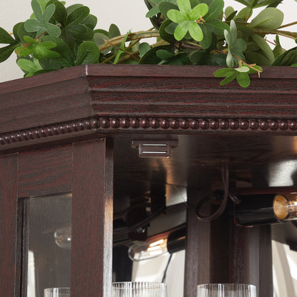 Cherry Glass Curio Cabinet - 69.59" Display Shelf with LED Lighting for Living Room