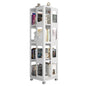4-Tier All-Steel Rotating Bookshelf with 360° Wheels, Large Size Sturdy & Spacious Book Rack, New Style White Bookshelf,Easy Assembly