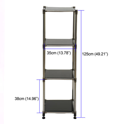 4-Tier Stainless Steel Storage Shelf – Black – 49"H for Living Room