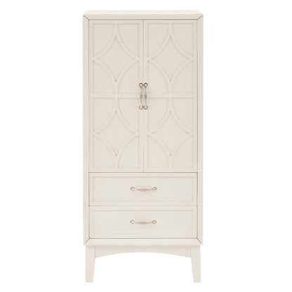 53.5" Tall Pantry Cabinet - Antique White Storage Sideboard for Living Room