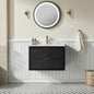 30" Black Wall Mounted & Floating Single Vanity with Ceramic Sink