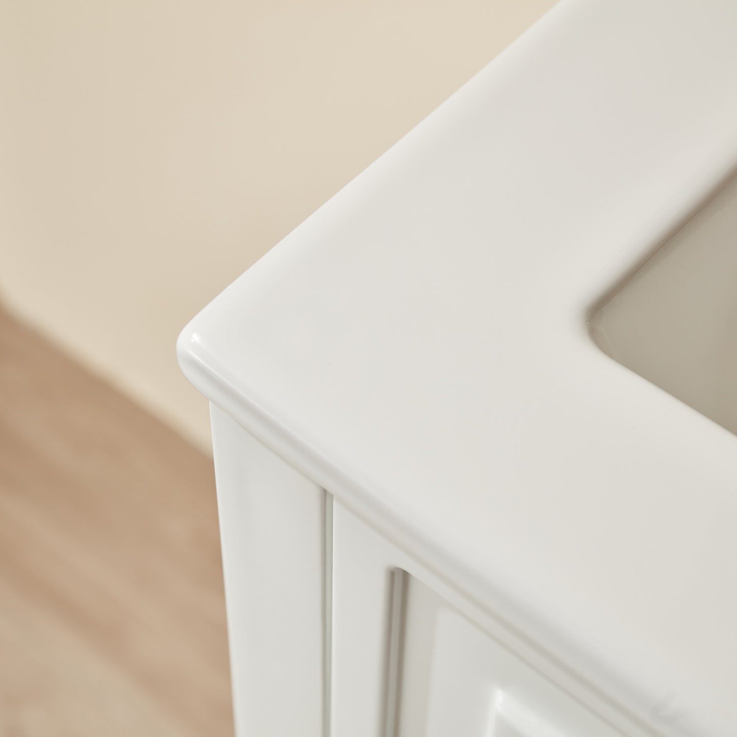 Solid Wood White Bathroom Vanity Upgrade with Soft Close Doors