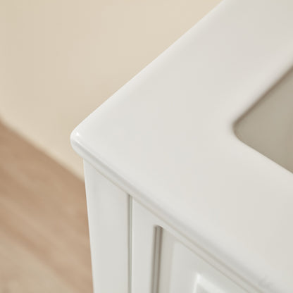Solid Wood White Bathroom Vanity Upgrade with Soft Close Doors