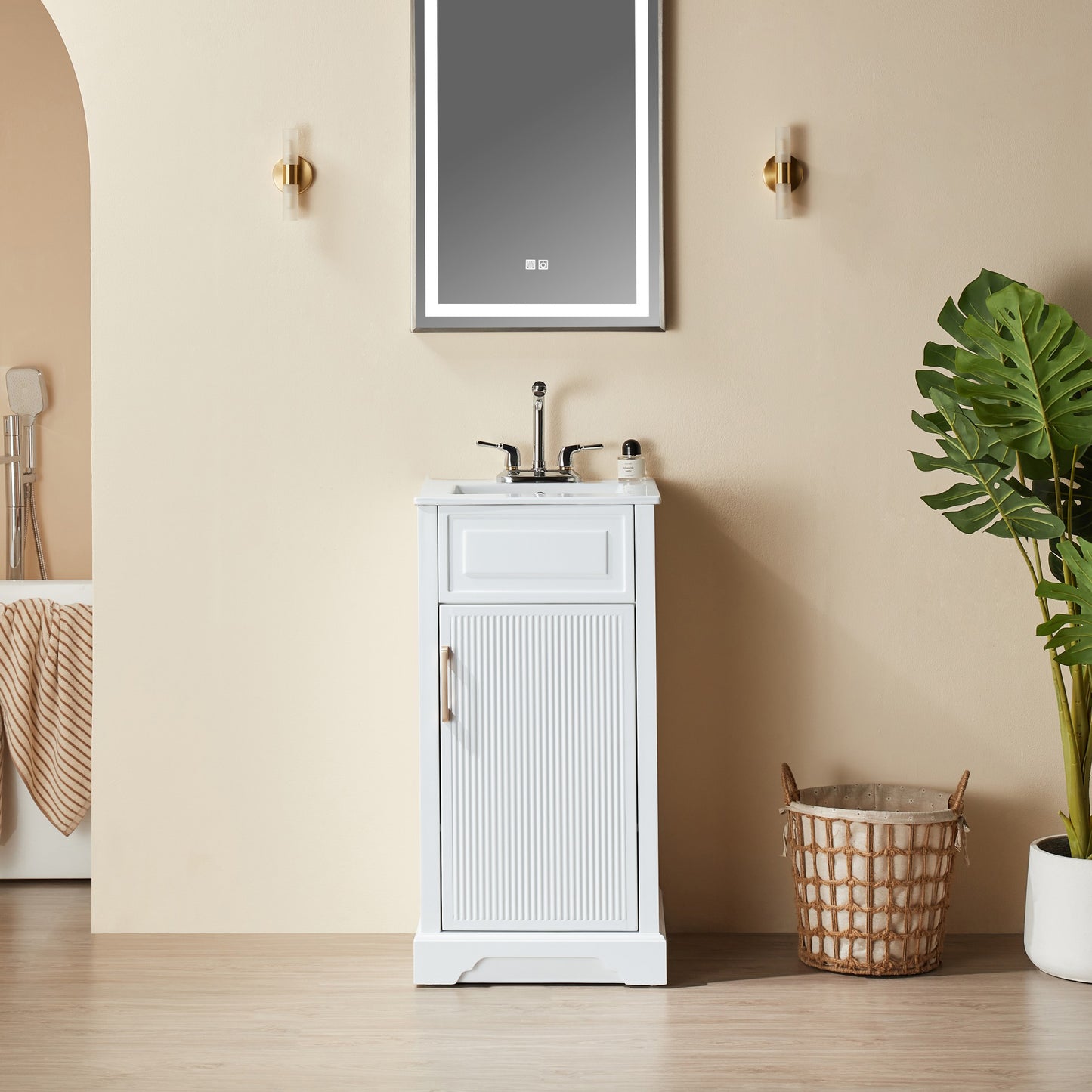 Solid Wood White Bathroom Vanity Upgrade with Soft Close Doors