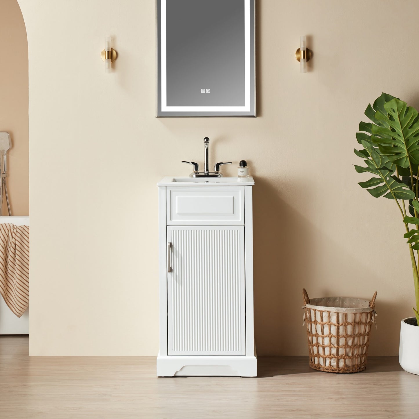 Fully Assembled 18'' Freestanding Single Bathroom Vanity with Top
