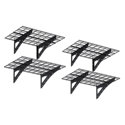 23.6*35.4 Inch Wall Mounted Wall Shelf for Garage Heavy Duty Wall Shelf, Supermarket Storage Shelf, Black, 4-Pack