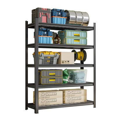 Garage Five Story Shelf, Capable Of Accommodating 2500 LBS, Adjustable Metal Shelf, Black, Requires Assembly, 71.2 "H x 47.24"L x 23.62 "D
