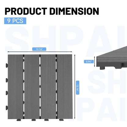 Dark Grey HDPE Interlocking Deck Tiles for Outdoor Patio Flooring