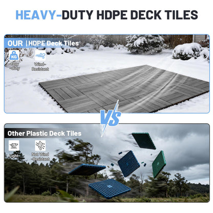 Dark Grey HDPE Interlocking Deck Tiles for Outdoor Patio Flooring