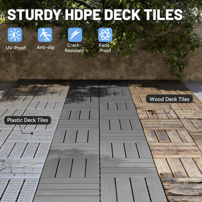 Dark Grey HDPE Interlocking Deck Tiles for Outdoor Patio Flooring